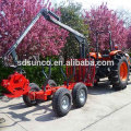 tractor implement log Trailer with crane